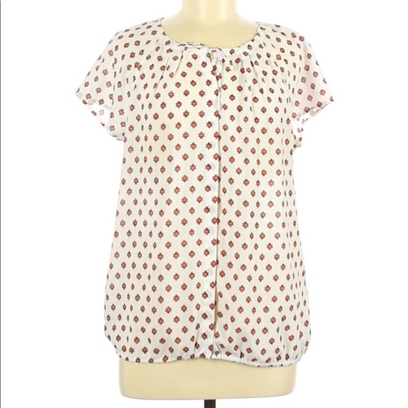Liz Claiborne Short Sleeve Blouse Size Med Print - Picture 1 of 3
